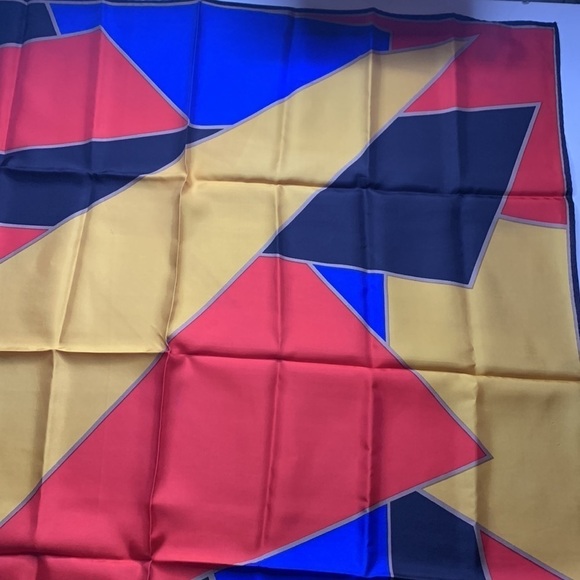 Vintage O. E. I. geometric print multicolor made Japan oversized scarf - Picture 6 of 8